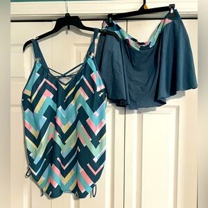 Plus size 2X Chevron print bathing suits starting.